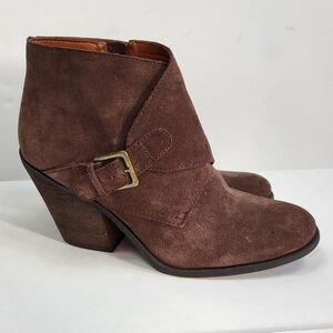 Lucky Brand LP Eastin Suede Leather Ankle Booties in Brown Size 10
